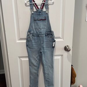 Tommy Hilfiger Kids Denim Overalls with Striped Straps